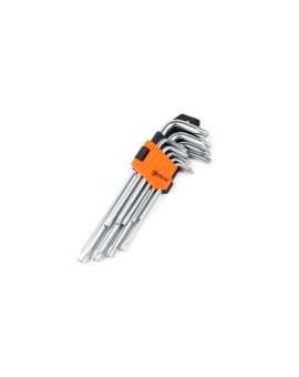 Zestaw wydłużonych kluczy imbusowych TORX, 9 szt., Cr-V (25-008)
