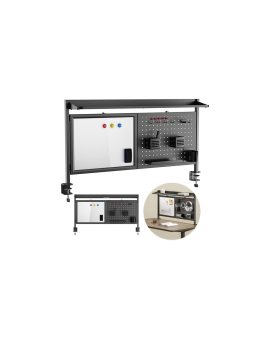 Przegroda biurkowa / organizer Ergo Office, max. obciążenie 10kg, biała tablica, szerokość 1116mm, czarna, ER-301 B