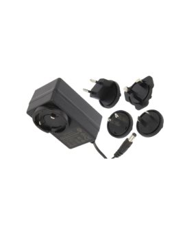 Zasilacz wielowtyczkowy 12V/2A/24W czarny wtyk AC EU/US/UK/AU wtyk DC:2.1/5.5(+)