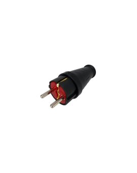 Wtyczka gumowa prosta z uziemieniem Schuko czarna HOROZ ELECTRIC