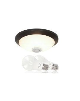 Komplet Plafon z czujnikiem ruchu 360 Czarny E27 400.010.143 HOROZ + 2x żarówka EDO777498