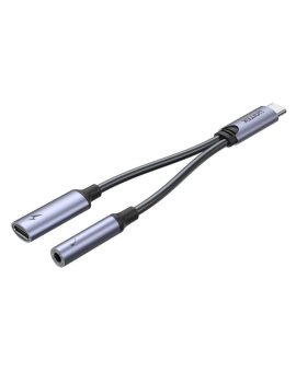 Unitek Adapter USB-C na minijack 3,5mm i USB-C 60W