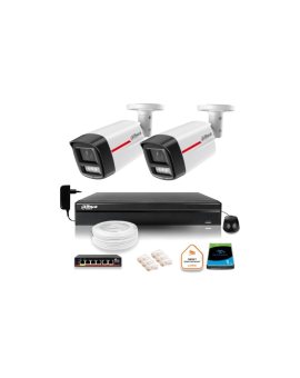 Zestaw monitoringu IP DAHUA 2 kamery zewnętrzne WizColor 2K 4MPx 50m
