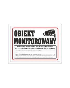 Tabliczka PCV Obiekt Monitorowany z RODO 35x25 cm