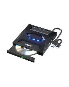Unitek Nagrywarka zewnętrzna DVD/CD, Hub USB 5Gbps, czytnik kart SD T1037A01