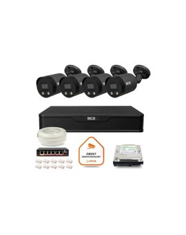 Zestaw monitoringu IP BCS Point 4x Kamera BCS-P-TIP28FWR3L2-Ai2-G Rejestrator z dyskiem 2TB