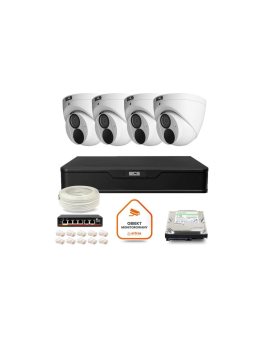 Zestaw monitoringu IP BCS Point 4x Kamera BCS-P-EIP28FWR3-Ai2 Rejestrator z dyskiem 1TB