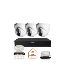 Zestaw monitoringu IP BCS Point 3x Kamera BCS-P-EIP28FWR3-Ai2 Rejestrator z dyskiem 1TB