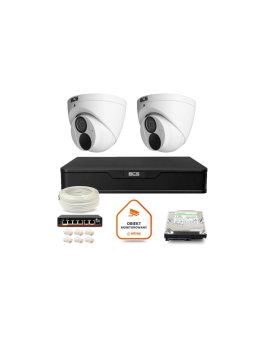 Zestaw monitoringu IP BCS Point 2x Kamera BCS-P-EIP28FWR3-Ai2 Rejestrator z dyskiem 1TB
