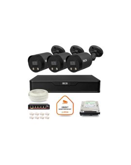 Zestaw monitoringu IP BCS Point 3x Kamera BCS-P-TIP28FWR3L2-Ai2-G Rejestrator z dyskiem 1TB