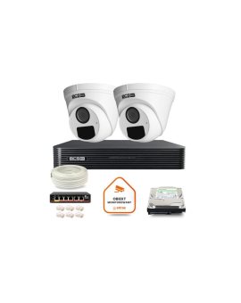 Zestaw monitoringu IP BCS Basic 2x Kamera BCS-B-EIP15FR3(2.0) Rejestrator z dyskiem 1TB