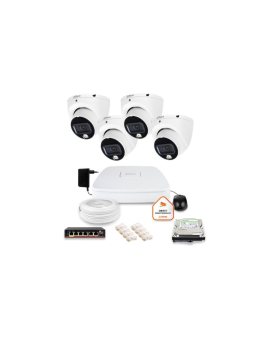 Zestaw monitoringu IP Dahua 4 kamery kopułkowe 6Mpx Dysk 1TB