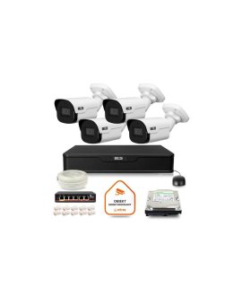 Zestaw monitoringu IP BCS Point 4x Kamera BCS-P-TIP25FSR4-Ai2 Rejestrator z dyskiem 1TB