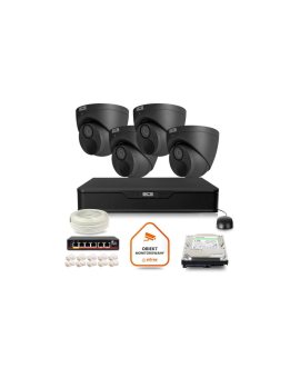 Zestaw monitoringu IP BCS Point 4x Kamera BCS-P-EIP28FWR3-Ai2-G Rejestrator z dyskiem 1TB