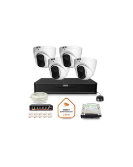 Zestaw monitoringu IP BCS Point 4x Kamera BCS-P-EIP15FSR3 Rejestrator z dyskiem 1TB