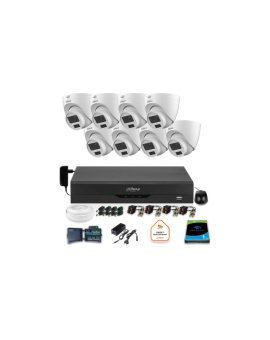 Zestaw monitoringu Dahua 8x kamera kopułkowa HAC-HDW1500CLQ-IL-A-0280B-S2 1TB IR 20m 51mp