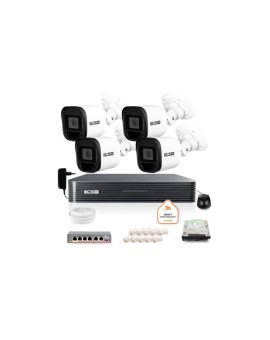 Zestaw monitoringu IP BCS Basic 4x Kamera BCS-B-TIP12FR3(2.0) Rejestrator z dyskiem 1TB
