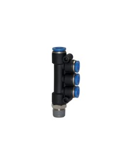 Złączka pneumatyczna wtykowa banjo podwójna R 1/4 GZ do węża fi 4 x 6 mm, tworzywo sztuczne