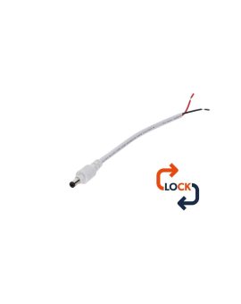 Wtyk DC 5.5x2.1 przewód biały 15cm 22awg z blokadą