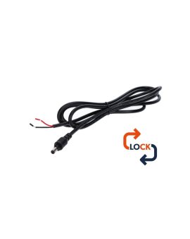 Wtyk DC 5.5x2.1 przewód czarny 150cm 22awg z blokadą