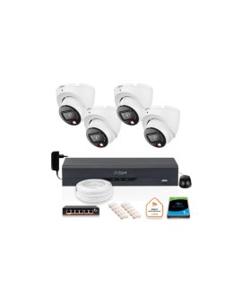 Zestaw monitoringu IP Dahua 4 kamery kopułkowe 6Mpx Dysk 1TB