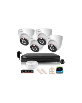 Zestaw monitoringu IP Dahua 2MPx 4 Kamery zewnętrzne oświetlenie IR LED 30m