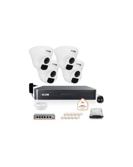 Zestaw monitoringu IP BCS Basic 4x Kamera BCS-B-EIP12FR3(2.0) Rejestrator z dyskiem 1TB