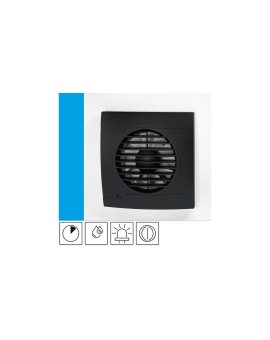 Wentylator domowy Vulkan RS100HT+ Onyx czujnik wilgotności i timer, klapka zwrotna, kontrolka LED, fi 100 mm, kolor czarny