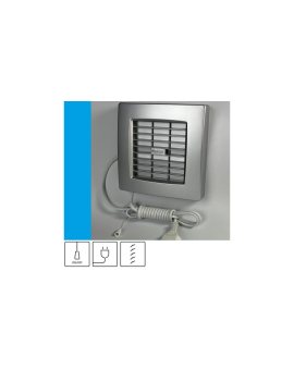 Wentylator domowy Atol 100ASF przewód z wtyczką, automatyczna żaluzja, fi 100 mm, kolor srebrny