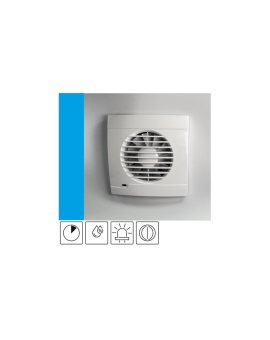 Wentylator domowy Vulkan RS100HT+ czujnik wilgoci z opóźnieniem czasowym, klapka zwrotna, kontrolka LED, fi 100 mm, kolor biały