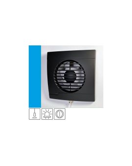 Wentylator domowy Aero RS100P+ Onyx klapka zwrotna, przełącznik pociągany, kontrolka LED, fi 100 mm, kolor czarny