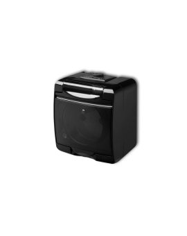 Gniazdo hermetyczne pojedyncze z uziemieniem Karlik Junior 12GHE-1D (klapka dymna) 2P+Z bez przesłon czarne