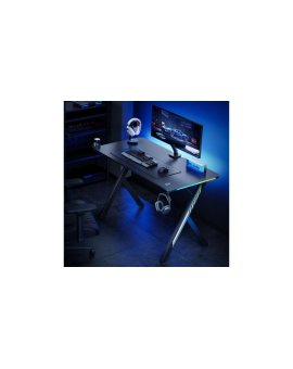 Biurko gamingowe NanoRS, czarne z uchwytem na słuchawki i kubek, podświetlenie RGB, max. 75kg, wymiary 1200x600x750mm, RS102