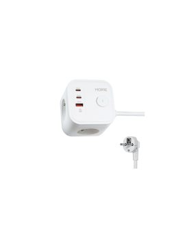 Przedłużacz siec CUBE 3G 2xUSB-C biała MORRE M404