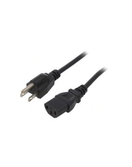 SN22-3/18/2BK Kabel: 3x18AWG, IEC C13 żeński,NEMA 5-15 (B) wtyk, 2m, 10A