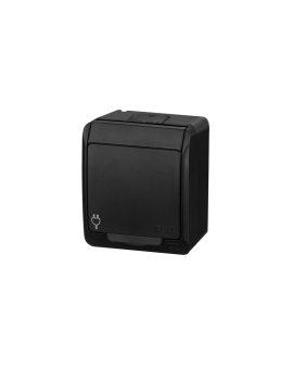 HERMES Gniazdo pojedyncze z klapką Z/U natynkowe IP44 czarne 0321-09