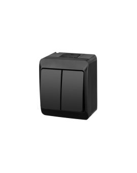HERMES Łącznik podwójny natynkowy IP44 czarny 0332-09