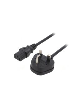 SN23-3/07/1BK Kabel: 3x0, 75mm2, BS 1363 (G) wtyk, IEC C13 żeński, 1m, 3A