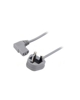 SN24-3/07/1.5GY Kabel: 3x0, 75mm2, BS 1363 (G) wtyk, IEC C13 żeński kątowy prawy
