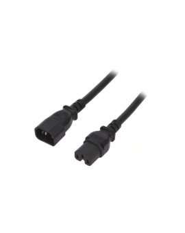 SN28-3/14/5.0BK Kabel: 3x14AWG, IEC C14 męski,IEC C15 żeński, 5m, 15A