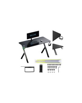 Biurko gamingowe NanoRS, czarne z uchwytem na słuchawki i kubek, max. 75kg, wymiary 1200x600x750mm, RS101