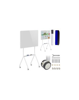 Mobilna tablica suchościeralna Ergo Office, orientacja pozioma, biała, jednostronna, z półką, wymiary tablicy 1190x790mm, ER-306