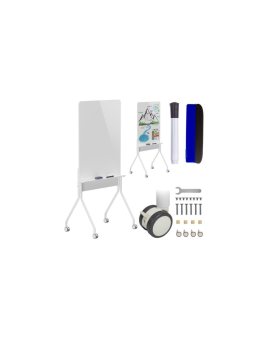 Mobilna tablica suchościeralna Ergo Office, orientacja pionowa, biała, jednostronna, z półką, wymiary tablicy 1190x790mm, ER-305