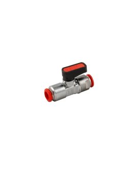 Zawór kulowy wtykowy Ghilux mini do węża fi 12 mm, PN20 mosiądz niklowany PTFE/NBR