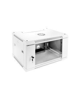 Szafa wisząca RACK 19 6U 450mm drzwi szklane biała NEKU TS BOX