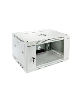 Szafa wisząca RACK 19 6U 350mm drzwi szklane szara NEKU TS BOX