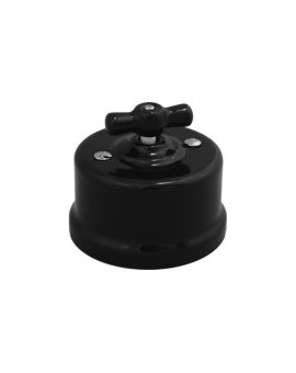 Łącznik do sterowania roletami obrotowy natynkowy Retro ceramic 10A-250V~, czarny
