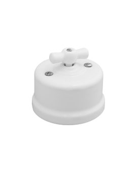 Łącznik do sterowania roletami obrotowy natynkowy Retro ceramic 10A-250V~, biały