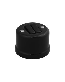 Łącznik podwójny natynkowy Retro ceramic 10A-250V~, czarny