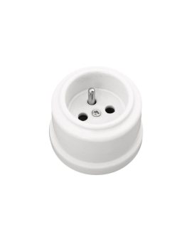 Gniazdo pojedyncze natynkowe 2P+Z Retro ceramic 16A-250V~, białe